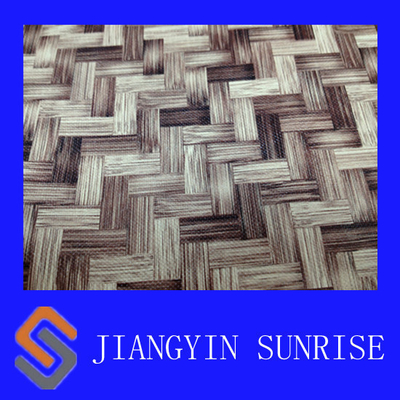 Bamboo Weaving Printed PVC Leather Fabric / Furniture Sofa Leather