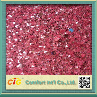 Decoration  PU Printed Vinyl Fabric 137cm Wide Shiny With Glitter