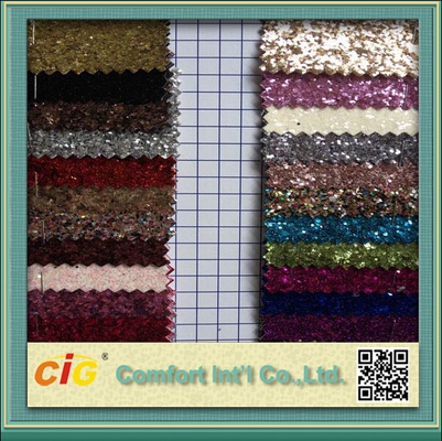 Decoration Glitter PVC Synthetic Leather Fabric / Shiny Leather Fabric