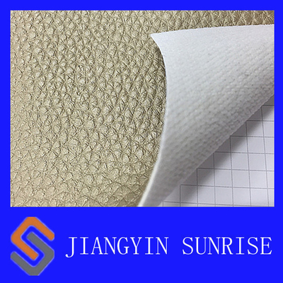 Hotel Decorative Pearl Golden PVC Artificial Leather Fabric With Printing