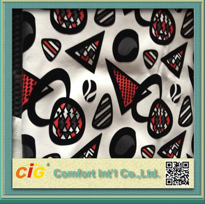 Funiture Print PU Synthetic Leather Fabric 0.8mm Flocking Design