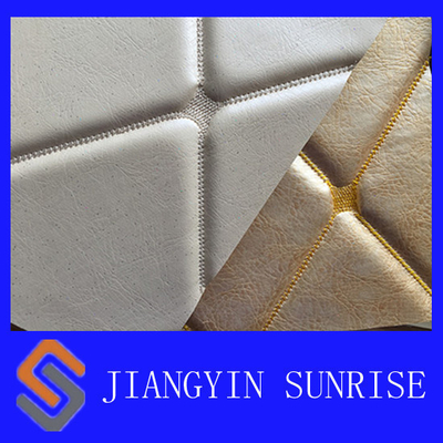 White Fake Leather Upholstery Fabric , Woven Twill Brushed Cloth PU Synthetic Leather