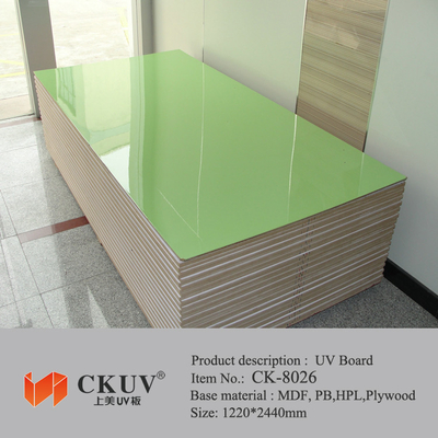 Green / Red / Blue Faced Laminated Carving UV MDF Board For Sliding Doors / Cabinet