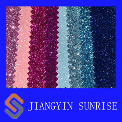 Glitter Textile PVC Synthetic Leather Fabric With Polyeater Backing