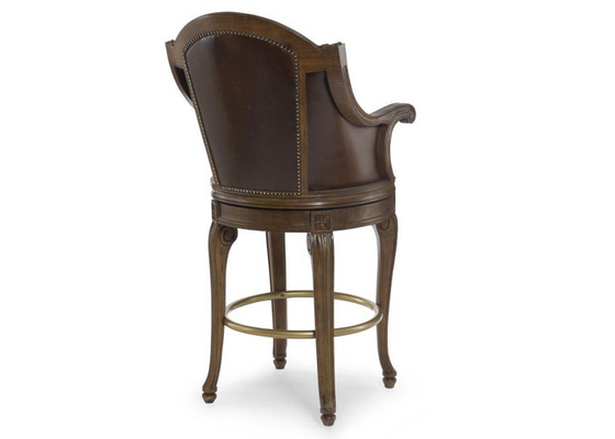 Luxury  Europe style Real Leather Custom Furniture Bar tall stool with back
