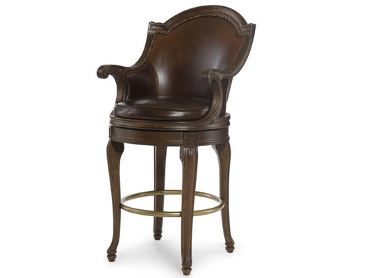 Luxury  Europe style Real Leather Custom Furniture Bar tall stool with back