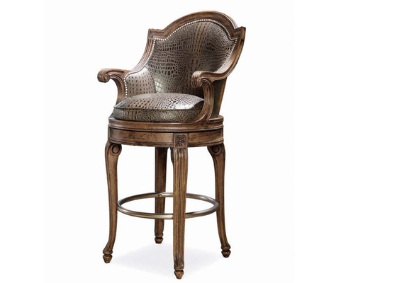 Luxury  Europe style Real Leather Custom Furniture Bar tall stool with back