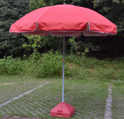 420D Oxford Steel Frame Windproof Beach Umbrella Pink with Water Base