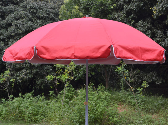 420D Oxford Steel Frame Windproof Beach Umbrella Pink with Water Base