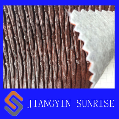 High Abrasion Synthetic Leather Upholstery Fabric , Faux Tooled Leather Fabric