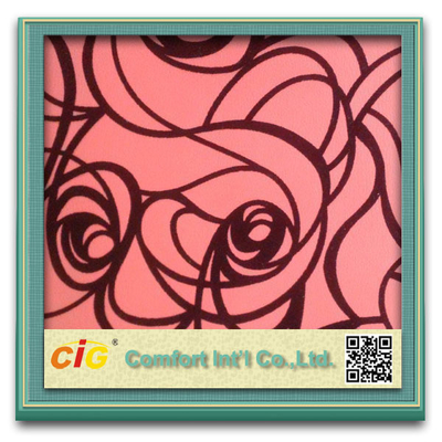 137cm Home Funiture Use Flocking Design 0.8mm PU Leather Fabric