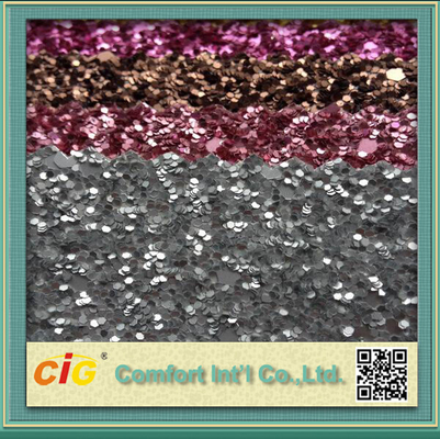 Decoration  PU Printed Vinyl Fabric 137cm Wide Shiny With Glitter
