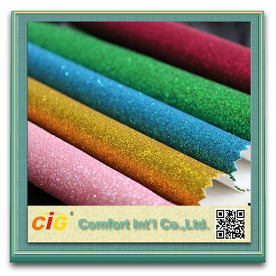 Glitter Leatherette Fabric 0.8MM PU Synthetic Leather Waterproof and Flame Retardant