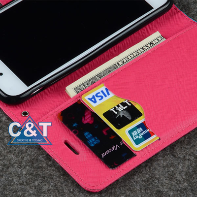 Slim Leather Iphone 6 Plus Protective Case , Wallet Stand Book Credit Card Holder
