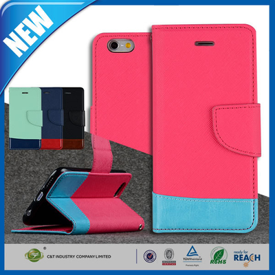 Slim Leather Iphone 6 Plus Protective Case , Wallet Stand Book Credit Card Holder