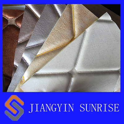 White Fake Leather Upholstery Fabric , Woven Twill Brushed Cloth PU Synthetic Leather