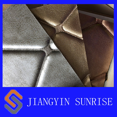 Bedroom Wall Dyeing Woven Leather Upholstery Fabric With PU Coating