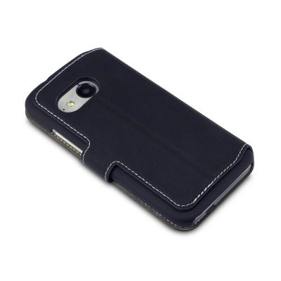 Black Slim PU Leather Wallet HTC Cell Phone Case With Card Holder for HTC One Mini 2
