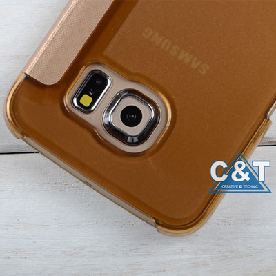 Unique View Window Flip Shockproof PU Leather Protective Cover , Samsung S6 Edge Cases