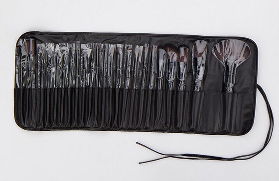 Black Wood Cosmetic Brush Sets 24PCS Synthetic Goat for women