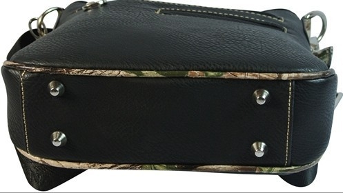 West Cross Body Bag Faux Leather Purse with Camo Trim and Rhinestone Cross Handbag