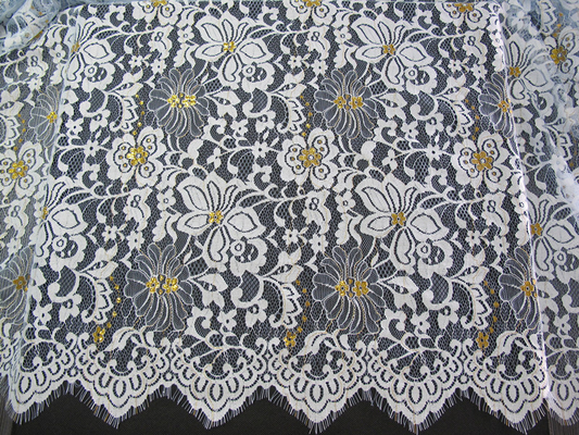 Curtain Modern Gold Colored Big Eyelash Lace And Fabric Trimming High Grade