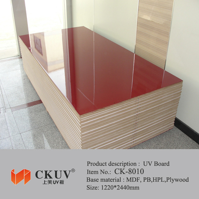 Green / Red / Blue Faced Laminated Carving UV MDF Board For Sliding Doors / Cabinet