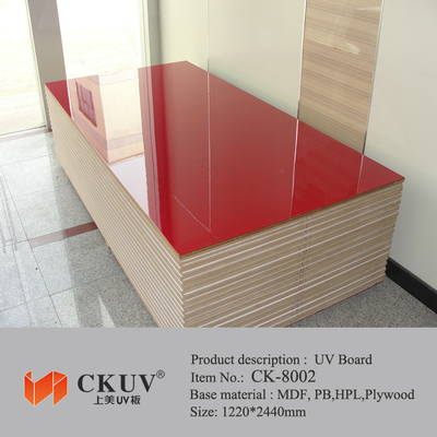 Green / Red / Blue Faced Laminated Carving UV MDF Board For Sliding Doors / Cabinet