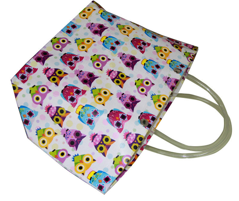 Eco-friendly Recyclable Flowers Purple PP Woven Shopping Bag With PVC Handle